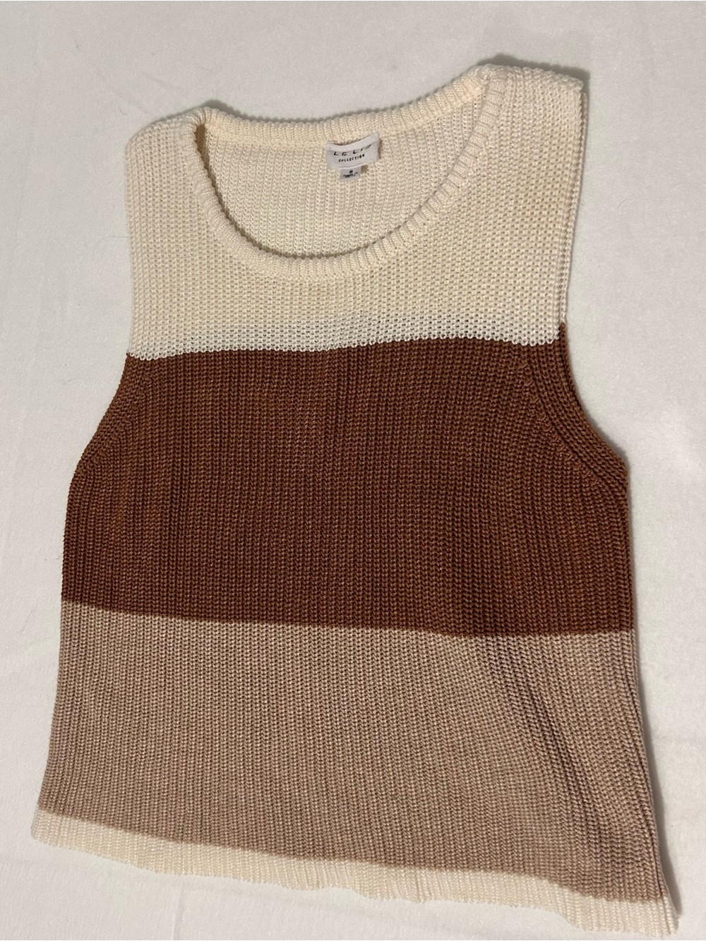 Le Lis Collection Neutrals Colorblock Knit Sweater Tank Top Size Small
